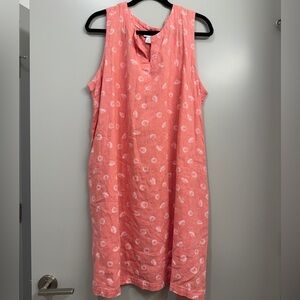 Liz Claiborne Coral Sleeveless Midi Shift Dress Seashell Print